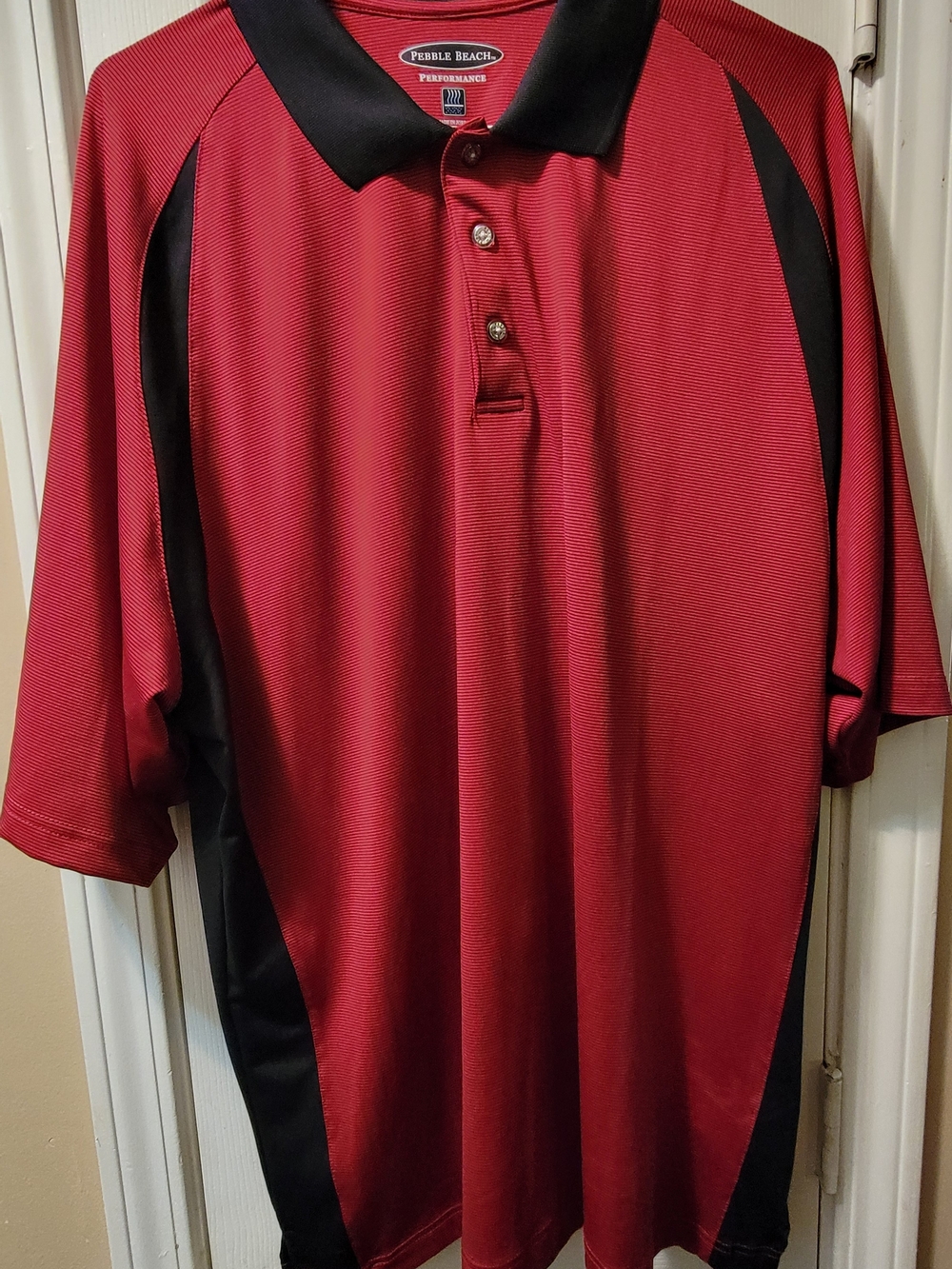 Pebble Beach Red and Black Men's Performance Polo
